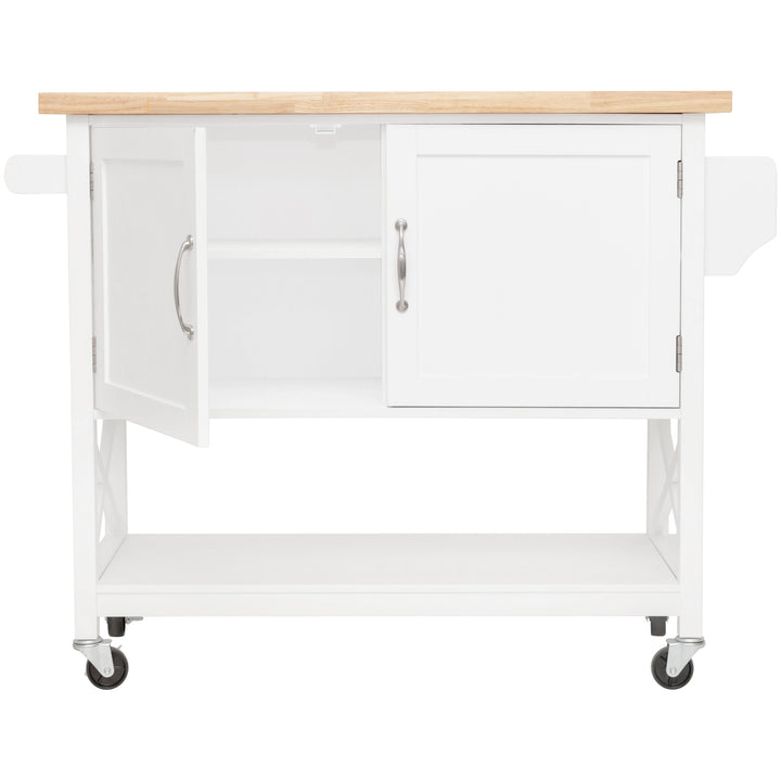 Hamptons Kitchen Island with Solid Wood Top White