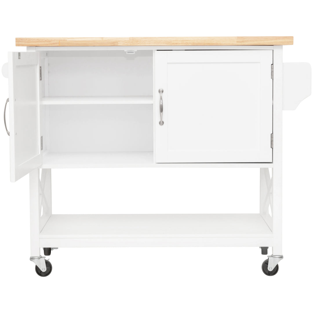 Hamptons Kitchen Island with Solid Wood Top White