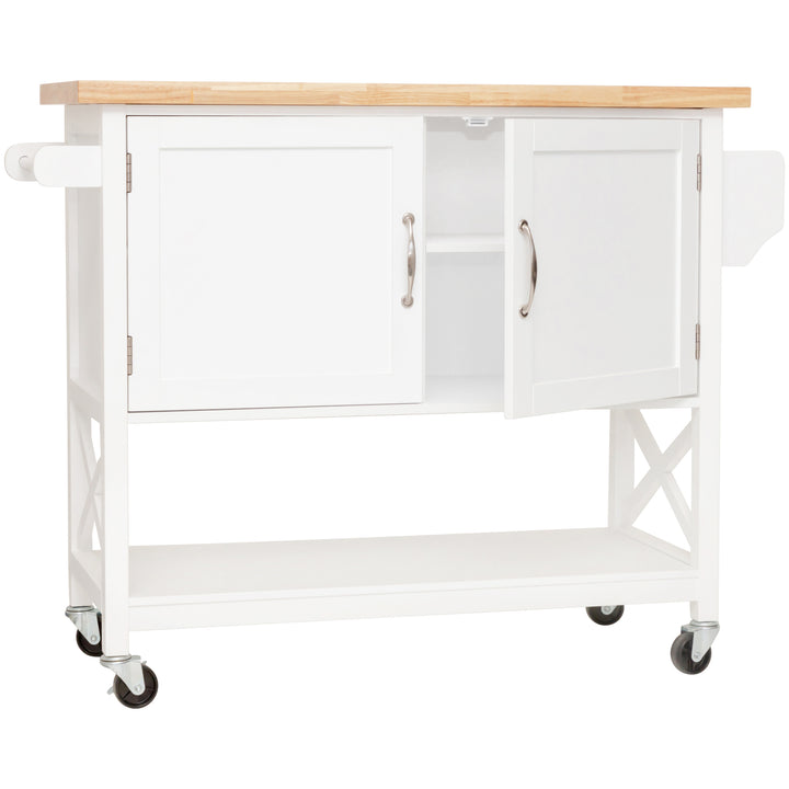 Hamptons Kitchen Island with Solid Wood Top White