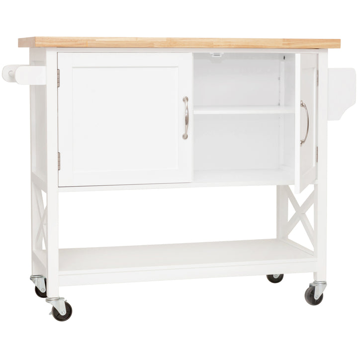 Hamptons Kitchen Island with Solid Wood Top White