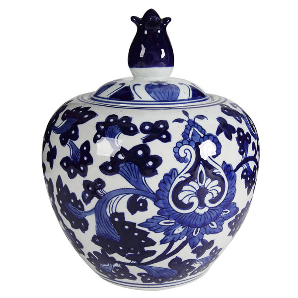 Timeless Blue & White Pattern Ceramic Posy Ginger Jar