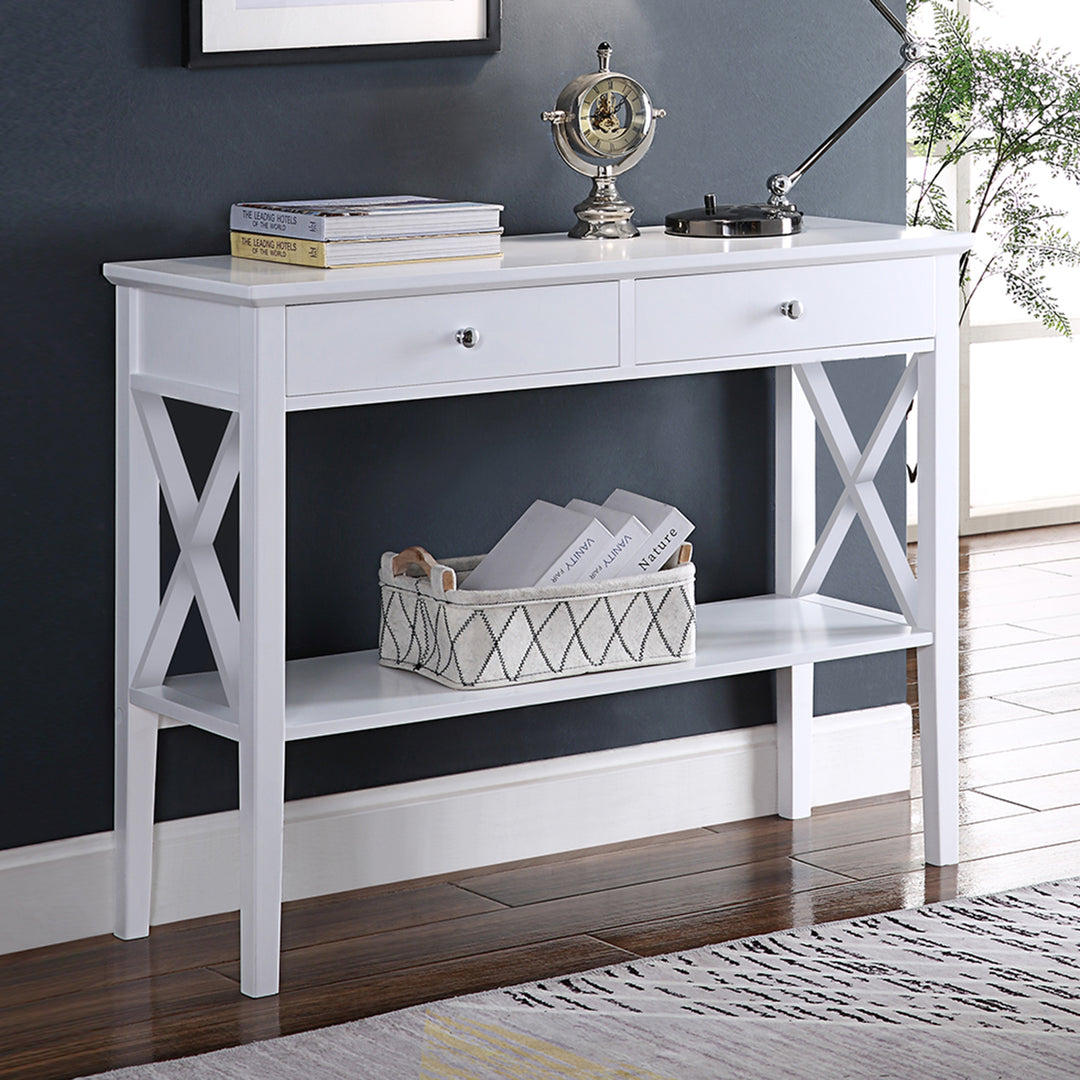 Long Island 2 Drawer 1 Shelf Console Table White