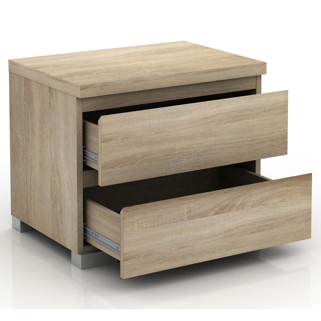 Elara Bedroom Storage Bedside Table - Light Sonoma Oak