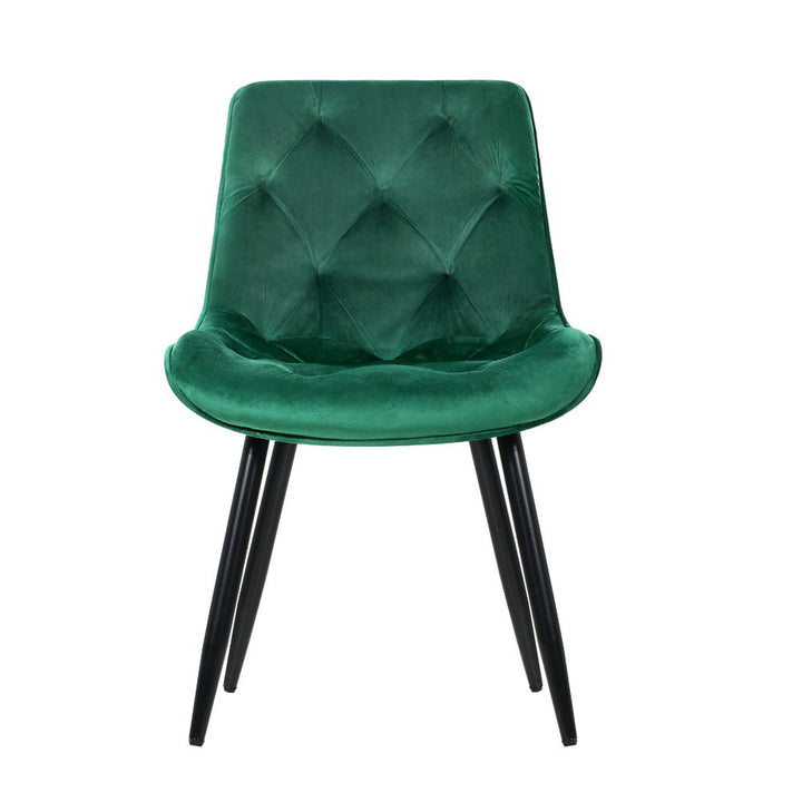 Dining Chairs Set of 2 Velvet Diamond Tufted Green