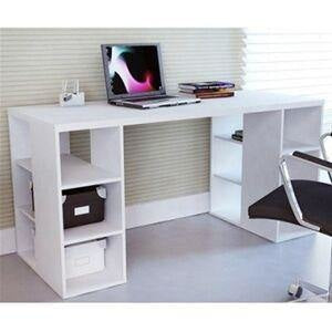 Bloc Desk With Storage Shelves - White