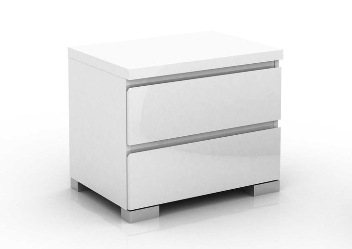 Elara 2 Storage Drawer High Gloss Bedroom Bedside Table - 