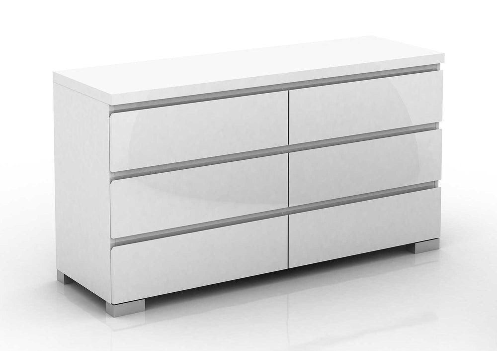 Elara 6 Drawer Chest High Gloss Bedroom Storage Lowboy 