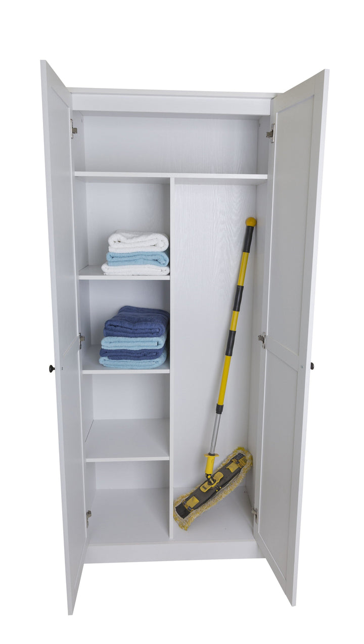 Hamptons 2 Door Broom 80cm Multipurpose Cupboard