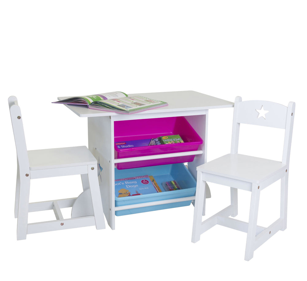 Kids Activity Play Table Chair Set with Storage Bins - Desk 