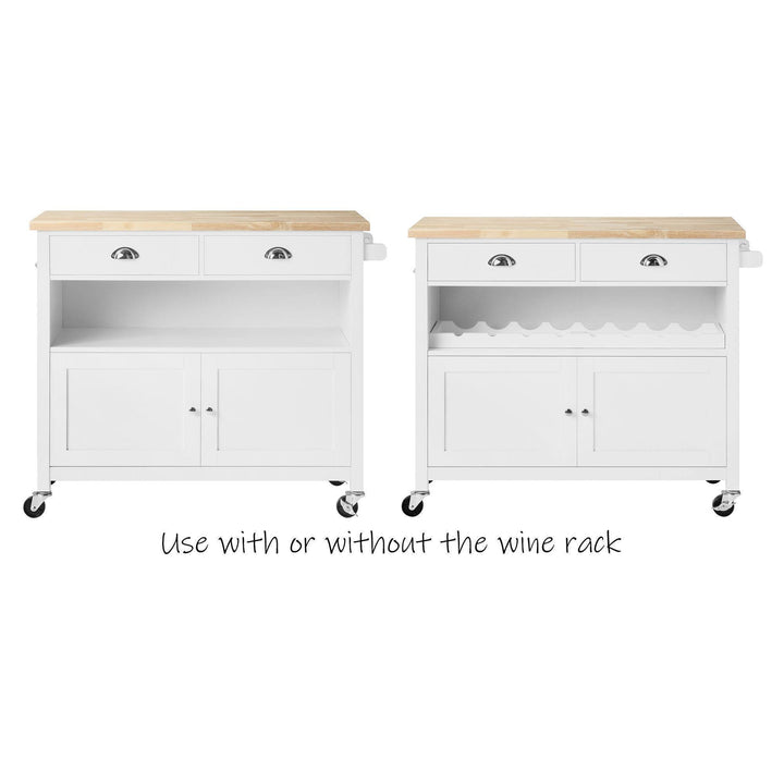 Kitchen Storage Trolley 2 Drawer Door and Wine Rack