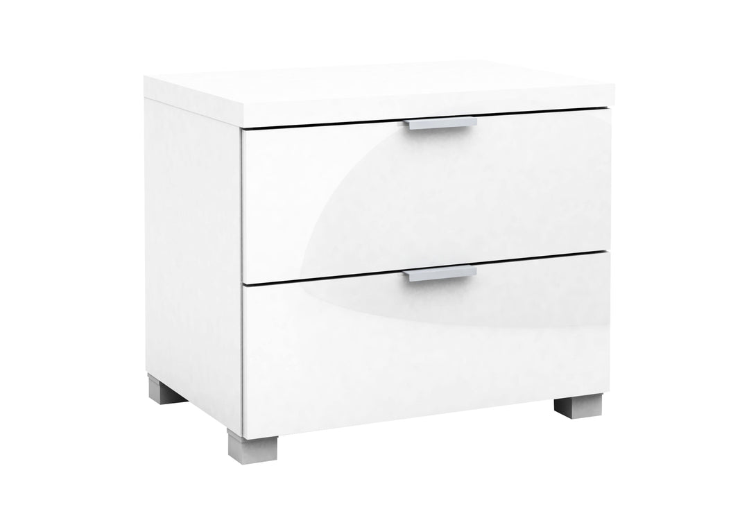 Kyana High Gloss 2 Drawer Storage Bedroom Bedside Table 