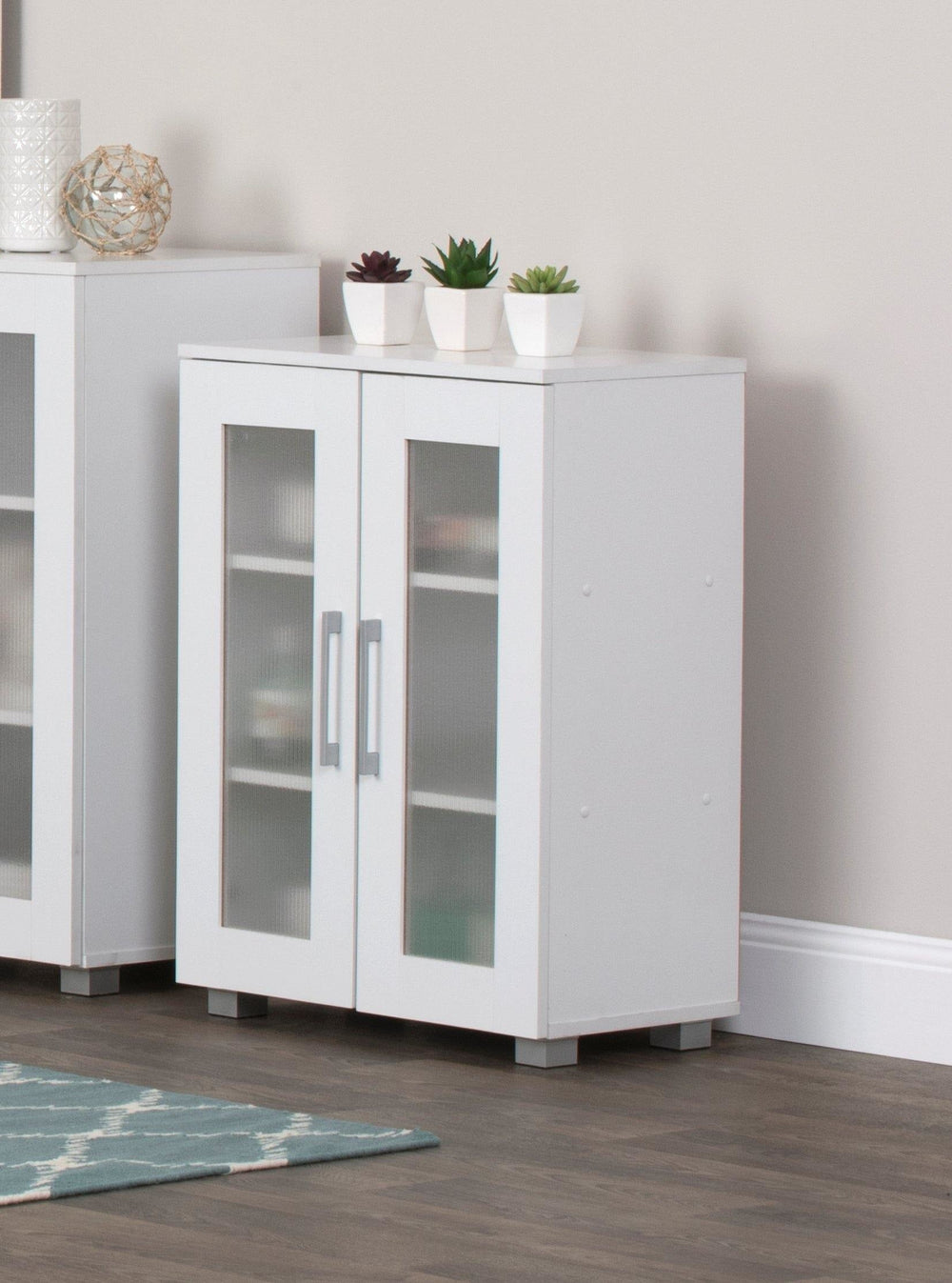 Low Cupboard 2 Door Storage Cabinet White