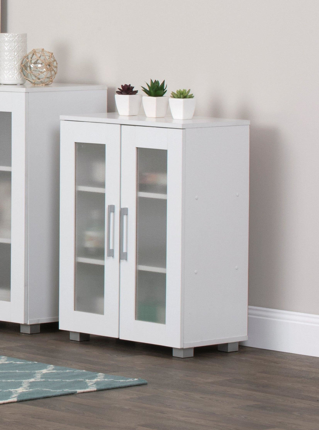 Low Cupboard 2 Door Storage Cabinet White