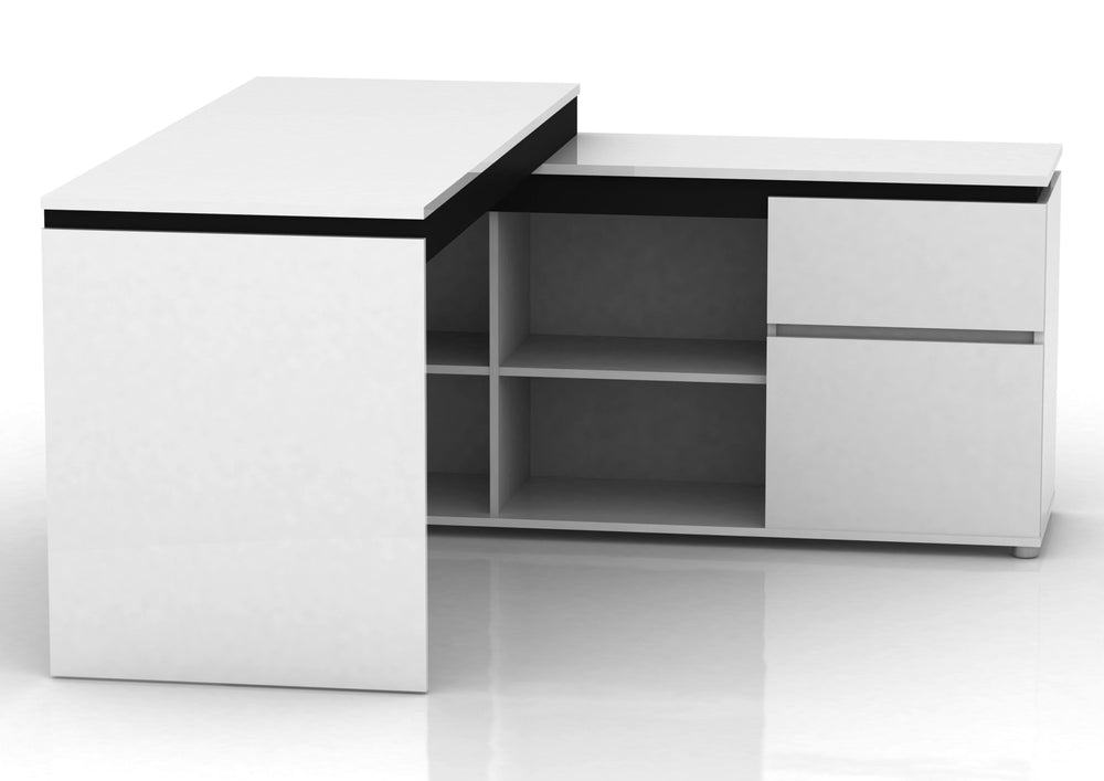 Milano High Gloss Executive Home and Office Table White - 