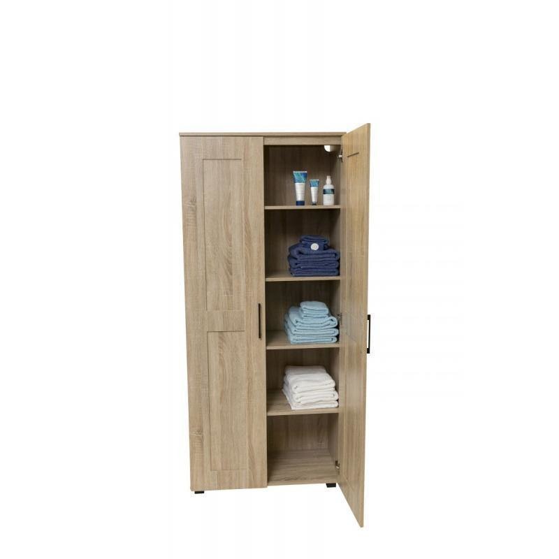 Montreal 2 Door Multi Shelves Storage Tall Cupboard - Light 