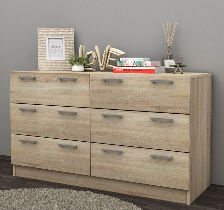 Tribecca Chest of 6 Drawers Low Boy Bedroom Storage Dresser-